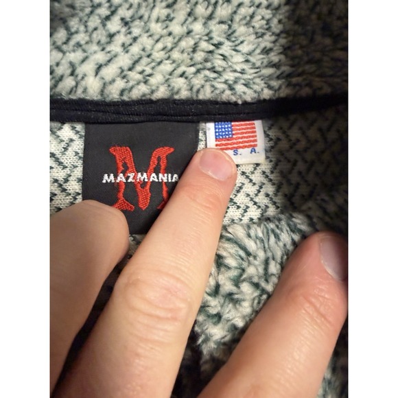 VINTAGE Mazmania Fleece Jacket Mens XL Gray Horses Alps Western 90s - Picture 2 of 5